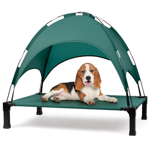 Heeyoo Erhöhtes Hundebett mit Baldachin, Outdoor-Hundebett mit Schattenzelt, tragbares erhöhtes Haustierbett, Kühlbett für Hunde von Heeyoo