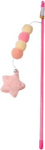 Hehglng Pink Cat Stick Toy Elastic Rope Plush Ball Star Pendant Bissfest Comfortable Grip Relieve Langeedom Handmade Kitten Teaser Wand Cat Mice and Animals Toys von Hehglng