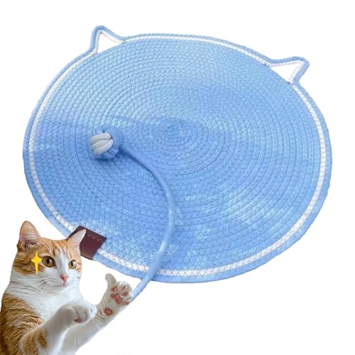 ClawLoom Dual Scratching Pad, Scratching Pads for Indoor Cats, Scratch and Nap Combo Mat for Cats, Natural Cotton Rope Cat Scratching Mat (Blue) von Hehuo