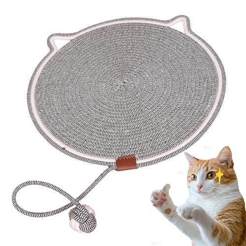 ClawLoom Dual Scratching Pad, Scratching Pads for Indoor Cats, Scratch and Nap Combo Mat for Cats, Natural Cotton Rope Cat Scratching Mat (Gray) von Hehuo