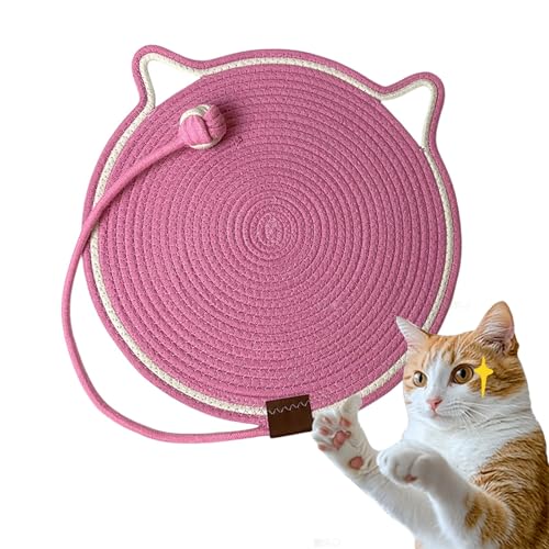 ClawLoom Dual Scratching Pad, Scratching Pads for Indoor Cats, Scratch and Nap Combo Mat for Cats, Natural Cotton Rope Cat Scratching Mat (Pink) von Hehuo