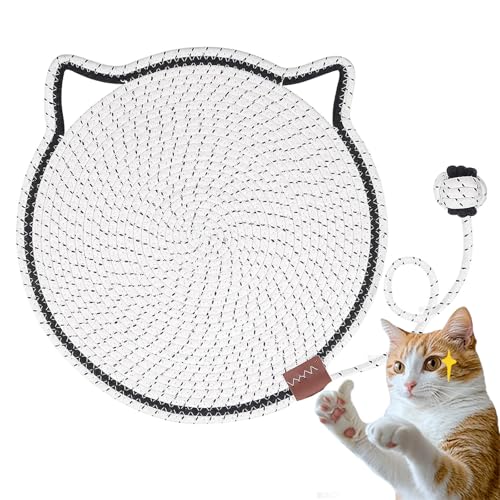 ClawLoom Dual Scratching Pad, Scratching Pads for Indoor Cats, Scratch and Nap Combo Mat for Cats, Natural Cotton Rope Cat Scratching Mat (White) von Hehuo