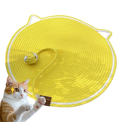 ClawLoom Dual Scratching Pad, Scratching Pads for Indoor Cats, Scratch and Nap Combo Mat for Cats, Natural Cotton Rope Cat Scratching Mat (Yellow) von Hehuo