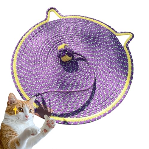 ClawLoom Dual Scratching Pad, Scratching Pads for Indoor Cats, Scratch and Nap Combo Mat for Cats, Natural Cotton Rope Cat Scratching Mat (Yellow-Purple) von Hehuo