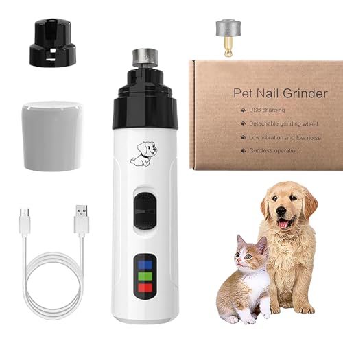 Huesom Silent Groom Nail Grinder, Silent Grind Pro for Dog Nails, Low Noise USB Rechargeable Pet Clipper, All Pet Sizes and Nail Thicknesses, Suitable for Dogs and Cats (1Set+1Replacement Head) von Hehuo