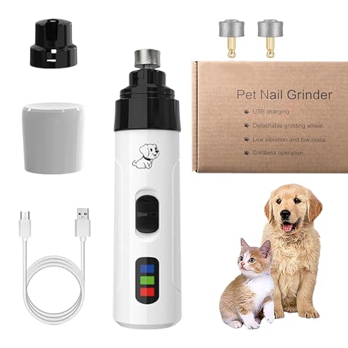 Huesom Silent Groom Nail Grinder, Silent Grind Pro for Dog Nails, Low Noise USB Rechargeable Pet Clipper, All Pet Sizes and Nail Thicknesses, Suitable for Dogs and Cats (1Set+2Replacement Head) von Hehuo