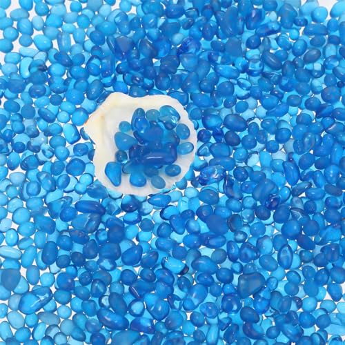 Heigble 3 kg Aquarium-Kies, Glas-Kieselsteine, blau, Aquarium-Kiesel, Aquarium-Steine für Vasenfüller, Garten, Aquarium, Terrarium, Blumentopf, Topfpflanzen, Dekoration von Heigble