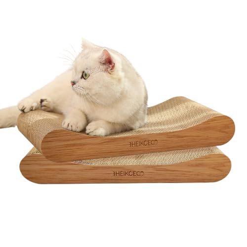 Heikoeco® 2 Kratzbretter Katze, 2 in 1 Kratzpappe für Katzen, Katzenspielzeug Lounge-Katzensofa aus Hochwertiger Wellpapp, Lounge-Bett 42 × 6.5 × 20 cm von Heikoeco