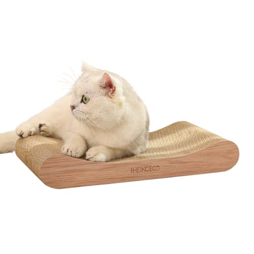 Heikoeco® Katzen Kratzbrett, Lounge-Katzensofa aus hochwertiger Wellpappe, 2 in 1 Kratzbretter Katze, Kratzpappe für Katzen, Kratzmatte Katze (helle Holzmaserung) von Heikoeco