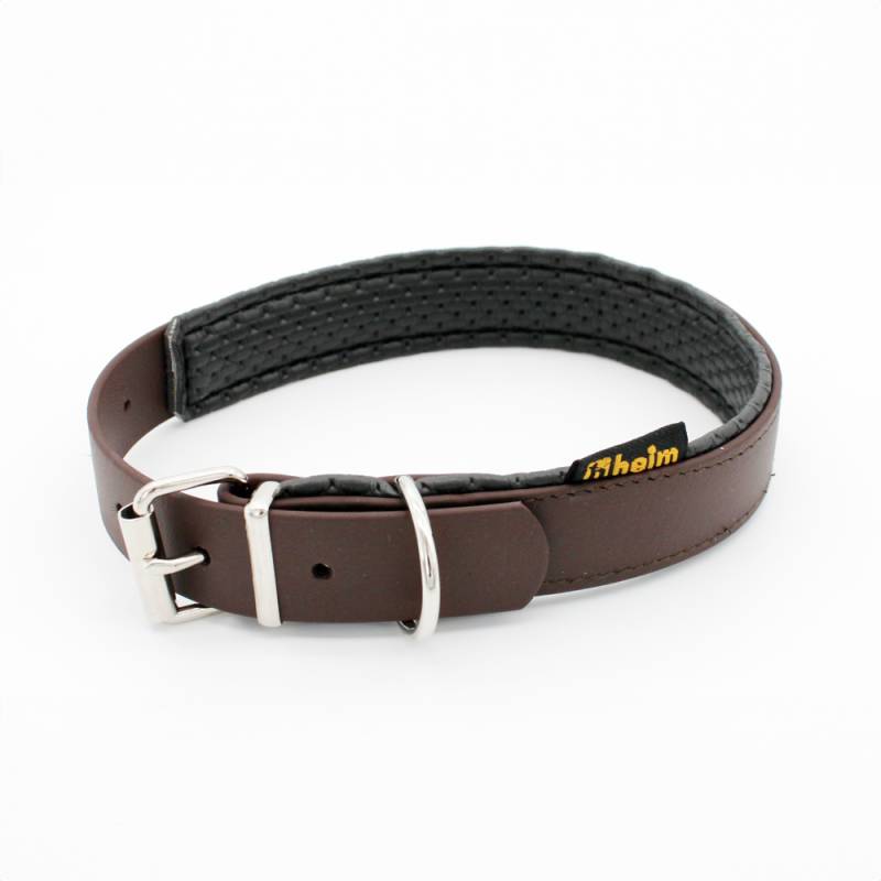 Heim Biothane®-Halsband weich gefüttert, braun - 36 - 44 cm Halsumfang, 25 mm breit von Heim