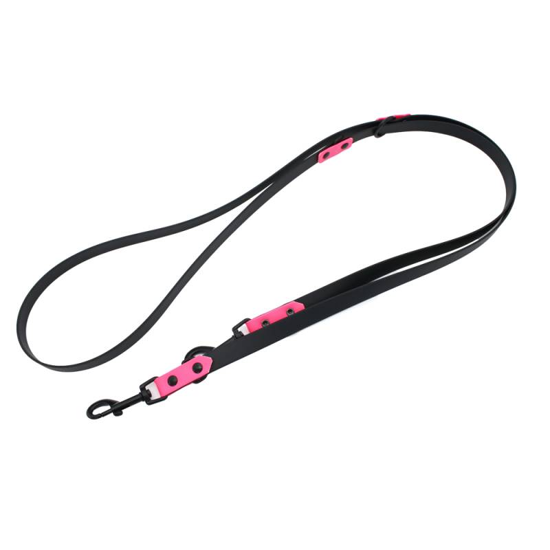 Heim Führleine genietet, schwarz / pink - 240 cm lang, 19 mm breit von Heim