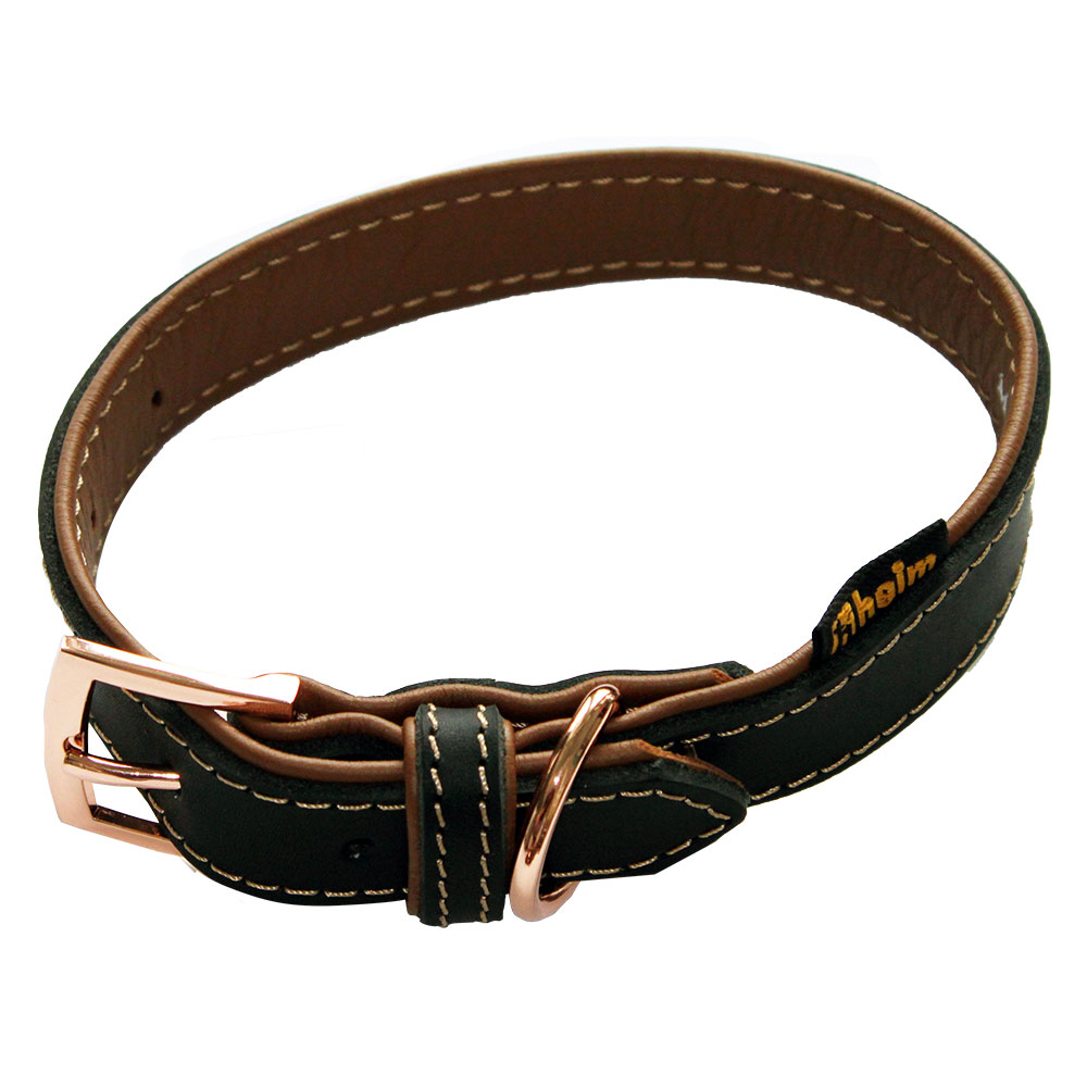 Heim Halsband gefüttert Rosé, schwarz/braun - Größe 35: 24 - 31 cm Halsumfang, 20 mm breit von Heim