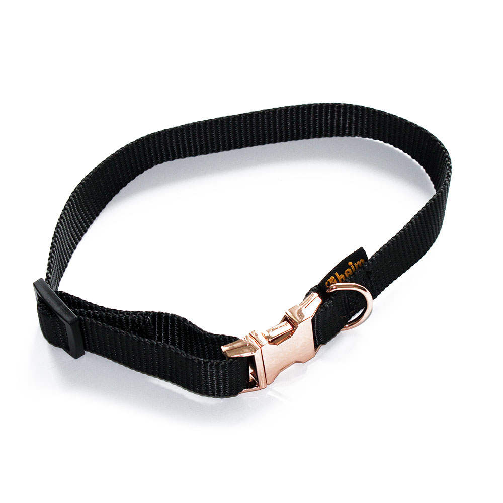 Heim Halsband geriegelt Rosé, schwarz - 30 - 50 cm Halsumfang, 18 mm breit von Heim