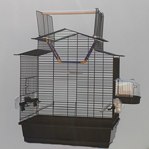 Schwarzer Vogelkäfig IZA III Cabrio Wellensittichkäfig,Exotenkäfig,Vogelkäfig Vogelbauer Wellensittich Kanarien Voliere Vogelhaus Käfig incl. Badehaus und Trinkröhrchen … von Heimtiercenter