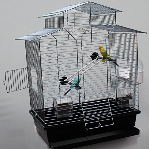 XXL-Heimtiercenter Vogelkäfig,Wellensittichkäfig,Exotenkäfig,60 cm Vogelkäfig Vogelbauer Wellensittich Kanarien Voliere Vogelhaus Käfig IZA 2 II schwarz von Heimtiercenter