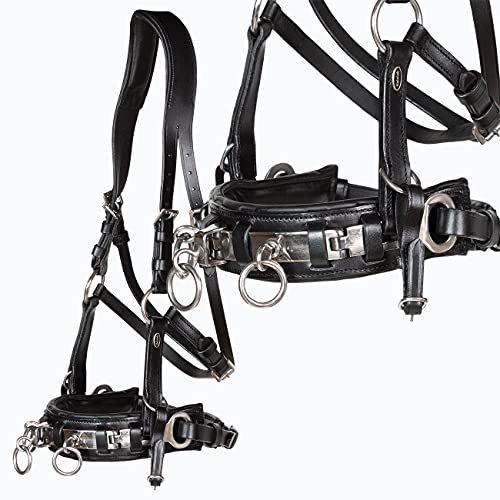 Heinick-Reitsport Profi Leder KAPPZAUM Edelstahl mit Gebissriemen Naseneisen ~ Schwarz ~ Warmblut von Heinick-Reitsport