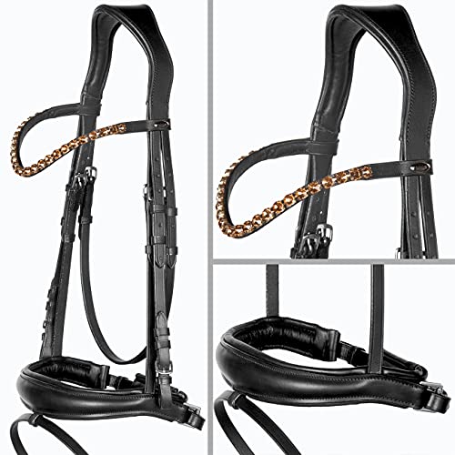 Heinick-Reitsport Trense SoftLine Competition Schwarz ergonomisch ~ Glow-Gold ~ Vollblut von Heinick-Reitsport