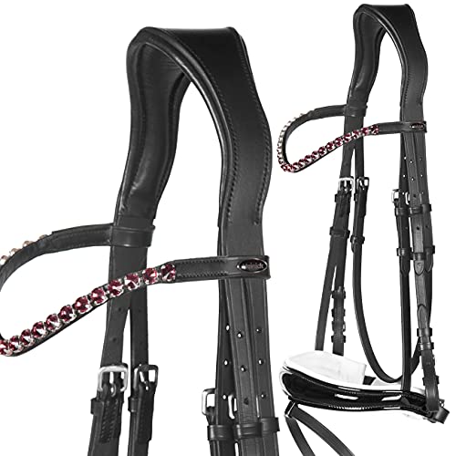 Heinick-Reitsport Trense anatomisch Competition Schwarz Weiß Lack ~ Glow-Berry ~ Vollblut von Heinick-Reitsport