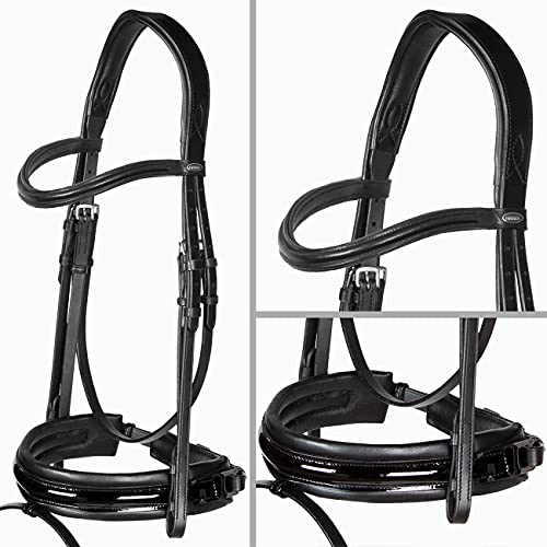 Heinick-Reitsport Trense anatomisch Motion Schwarz Lack breites RH Zaumhaken ~ Warmblut ~ Auswahl (Classic) von Heinick-Reitsport