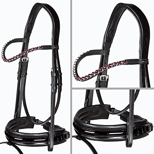 Heinick-Reitsport Trense anatomisch Motion Schwarz Lack breites RH mit Zaumhaken ~ Warmblut ~ (Glow-Berry) von Heinick-Reitsport