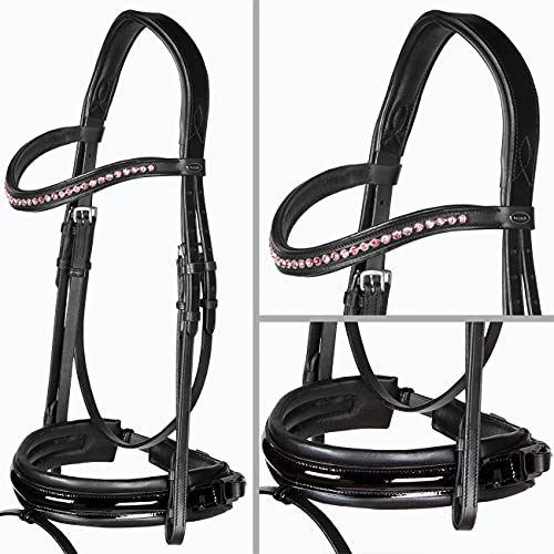 Heinick-Reitsport Trense anatomisch Motion Schwarz Lack breites RH mit Zaumhaken ~ Warmblut ~ (Rose) von Heinick-Reitsport