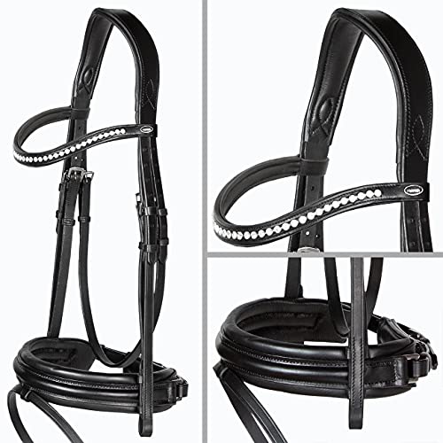 Heinick-Reitsport Trense anatomisch Motion Schwarz breites RH Zaumhaken ~ Vollblut ~ Auswahl (Diamant) von Heinick-Reitsport