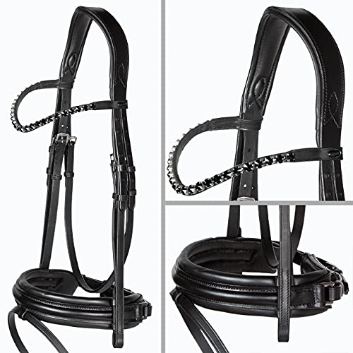 Heinick-Reitsport Trense anatomisch Motion Schwarz breites RH Zaumhaken ~ Warmblut ~ Auswahl (Glow-Black) von Heinick-Reitsport