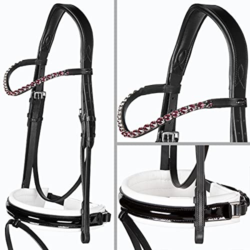 Heinick-Reitsport Trense anatomisch Motion Weiß Lack breites RH Zaumhaken ~ Warmblut ~ Auswahl (Glow-Berry) von Heinick-Reitsport