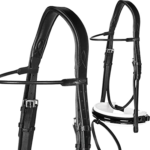 Heinick-Reitsport Trense anatomisch Motion Weiß Lack breites RH Zaumhaken ~ Warmblut ~ Auswahl (Loop) von Heinick-Reitsport