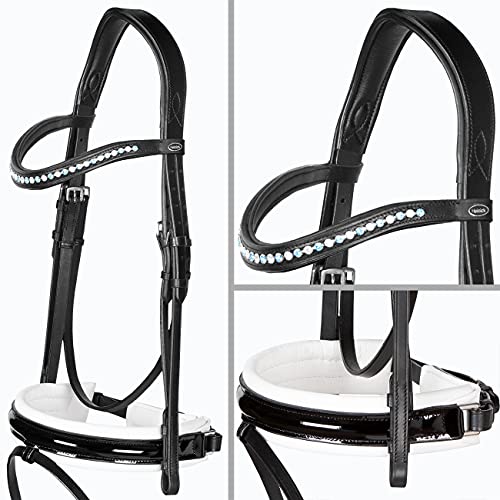 Heinick-Reitsport Trense anatomisch Motion Weiß Lack breites RH Zaumhaken ~ Warmblut ~ Auswahl (Luxor) von Heinick-Reitsport