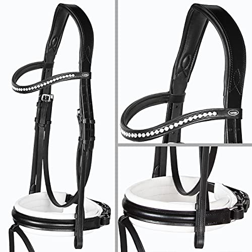 Heinick-Reitsport Trense anatomisch Motion Weiß breites RH Zaumhaken ~ Warmblut ~ Auswahl (Diamant) von Heinick-Reitsport