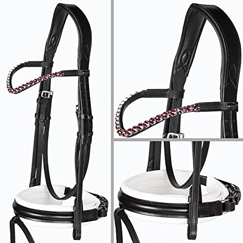 Heinick-Reitsport Trense anatomisch Motion Weiß breites RH Zaumhaken ~ Warmblut ~ Auswahl (Glow-Berry) von Heinick-Reitsport