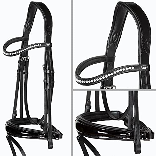 Heinick-Reitsport Trense anatomisch Performance Schwarz Lack konisches RH Zaumhaken ~ Vollblut ~ Auswahl (Diamant) von Heinick-Reitsport