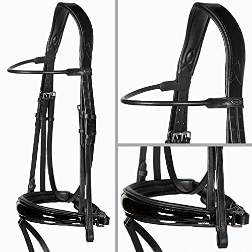 Heinick-Reitsport Trense anatomisch Performance Schwarz Lack konisches RH Zaumhaken ~ Warmblut ~ Auswahl (Loop) von Heinick-Reitsport