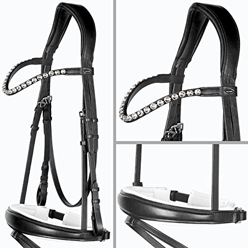 Heinick-Reitsport Trense anatomisch Performance Schwarz Weiß ~ Glow-Silver ~ Warmblut von Heinick-Reitsport