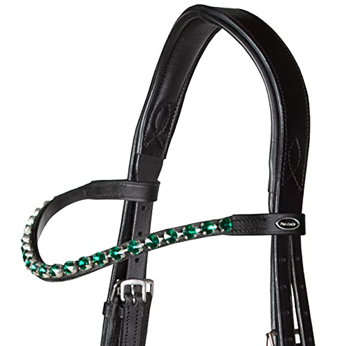 Heinick-Reitsport Trense anatomisch Performance Schwarz konisches RH ~ Vollblut ~ Auswahl (Glow-Emerald) von Heinick-Reitsport