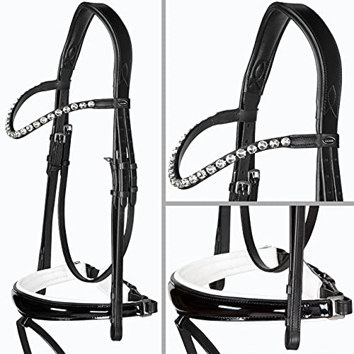 Heinick-Reitsport Trense anatomisch Performance Weiß Lack konisches RH Zaumhaken ~ Warmblut ~ Auswahl (Glow-Silver) von Heinick-Reitsport