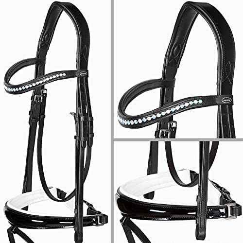 Heinick-Reitsport Trense anatomisch Performance Weiß Lack konisches RH Zaumhaken ~ Warmblut ~ Auswahl (Luxor) von Heinick-Reitsport