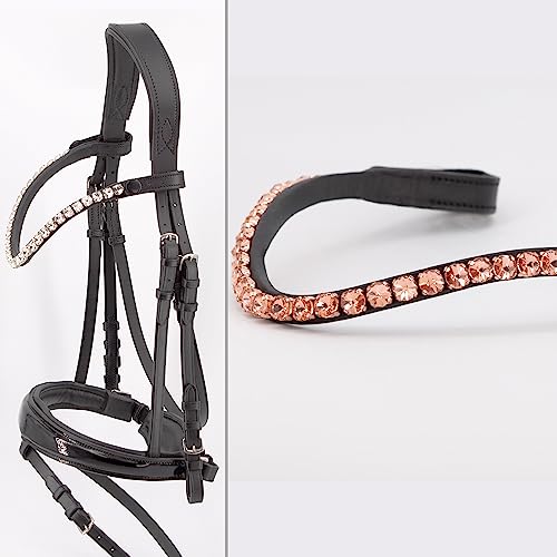 Heinick Trense Performance Schwedisch Lack Abnehmbarer Sperrriemen Schnallen ~ Vollblut ~ Auswahl (Stirnriemen Quick-Change Glow-Rosegold) von Heinick-Reitsport