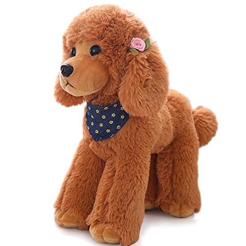 Heionia Hund Kuscheltier Teddy Hund Plüschtier mit Schal Kawaii Pudel Plüsch Stofftier Hund Hunde Dog Geschenk für Kinder Mädchen (Braun, 30CM) von Heionia