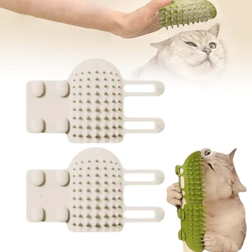 Grooming Katzenbürste,Massage Ecke Katze Bürste Mit Riemen,Cat Corner Selbstpfleger,Haustier Kitzeln Artefakt,Fellpflegebürstenkratzer Für Tischbeine Mit Einem Durchmesser Von 3,5-5,5 Cm (2, Weiß) von Hekasvm