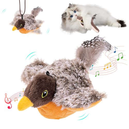 Hekasvm Katzenspielzeug Vogel, Interaktives Katzenspielzeug, Katzenspielzeug Selbstbeschäftigung, Elektrisches Vogel Spielzeug für Katzen, USB-Aufladung Mit 3 Modi, Flapping Bird Cat Toy (Kuckuck) von Hekasvm