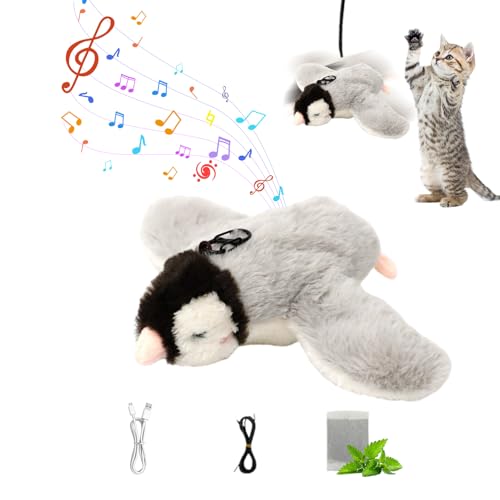 Hekasvm Katzenspielzeug Vogel, Interaktives Katzenspielzeug Selbstbeschäftigung, Elektrisches Vogel Spielzeug für Katzen mit Katzenminze, USB-Aufladung, Flapping Bird Cat Toy (Penguin) von Hekasvm