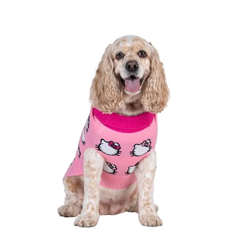 Hello Kitty Jazwares Hello Kitty Hundepullover – rosa Strickstoff mit Charakter-Design – offizielles Sanrio-Produkt von Jazwares – Größe L von Hello Kitty