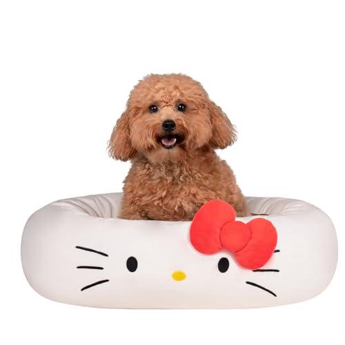 Hello Kitty and Friends Haustierbett – Haustierbett mit Charakter-Design und maschinenwaschbarem herausnehmbarem Einsatz – mittelgroßes Haustierbett – Ultrasoft für Hunde und Katzen von Hello Kitty