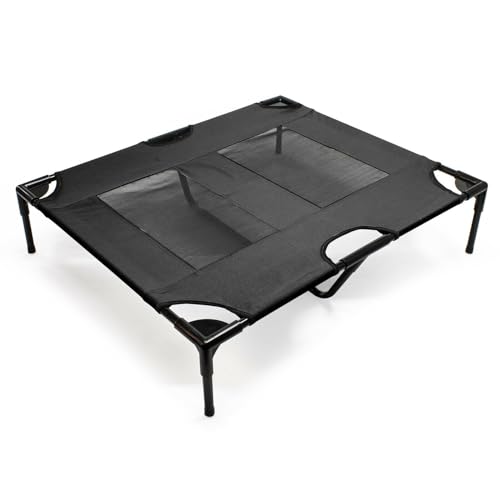 16_0002720 Hundebett, für den Außenbereich, erhöhtes Bett, 92 cm, schwarz, Oxford-Stoff, 25 kg von Helloshop26