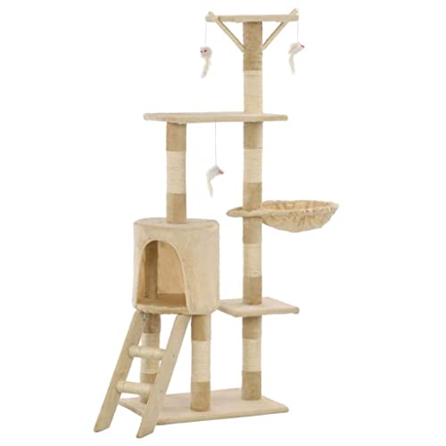 3702038 Kratzbaum Kratzbaum Katzenhöhle Spielzeug Plüschtiere Sisal 138 cm beige von Helloshop26