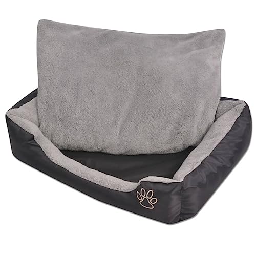 Hundebett mit gepolstertem Kissen 110 cm schwarz 02_0001576 von Helloshop26