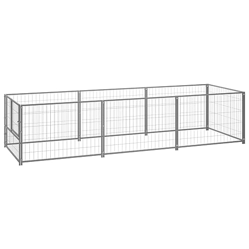 Hundehütte für den Außenbereich, Freigehege, Tiere, Hunde, silberfarben, 3 m², Stahl, 02_0000264 von Helloshop26