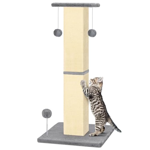 Kratzbaum für große Katzen und Kätzchen, natürlicher Sisal, moderner Kratzbaum für Hauskatzen, schützt Ihre Möbel und Übungskatzen, 84 cm hoch, Grau von HelpCat